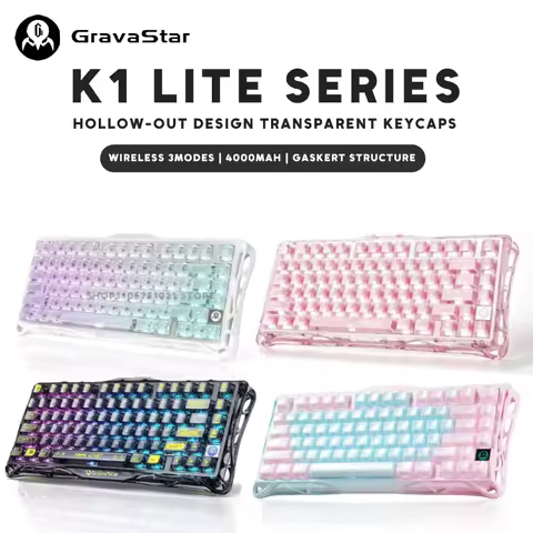 Gravastar Mercury K1 Lite Series Wireless Gaming Mechanical Keyboard Clear Keycaps 75% Bluetooth RGB