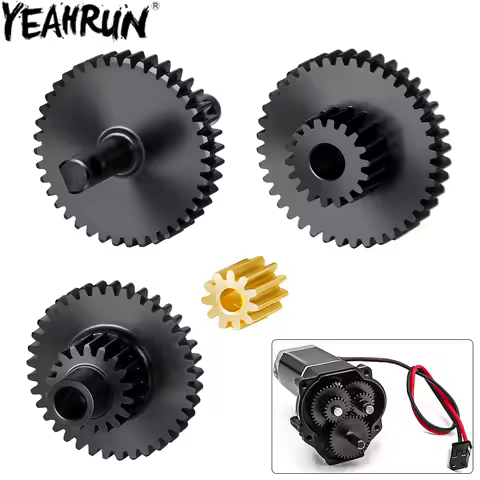 YEAHRUN Steel Overdrive Underdrive Transmission Gear Pinion Set 16.6:1/9.7:1/40.3:1 for 1/18 RC Craw