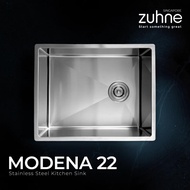 ZUHNE Modena 56cm Single Bowl 16-Gauge Stainless Steel Undermount Kitchen Sink Basin with Accessorie