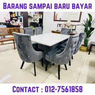 Marble Dining Table with Chesterfield Dining Chair Set (Meja Makan Marble)(Direct Dari Kilang)