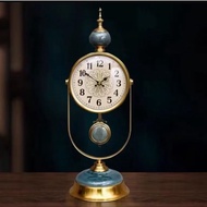 Vintage Table Clock, Luxury Aesthetic Gold standing Clock, Gold Table Clock, Table Clock biru