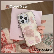 Korean Style Cute Pink Bow Bear Phone Case Suitable For iPhone 16 15 14 13 Pro Max i14 i15 i16 Prote