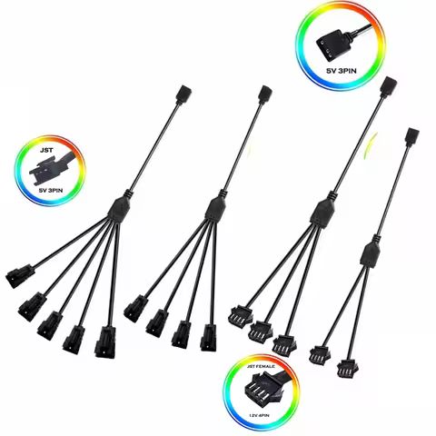 Phanteks Computer Motherboard RGB SYNC Adapter Cable,JST Header Transfer 12V 4Pin 5V 3Pin,Male To Ma