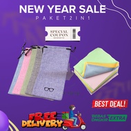 Economical Package 2 in 1 Glasses Pouch and Glasses Wipe - Chipsieshop