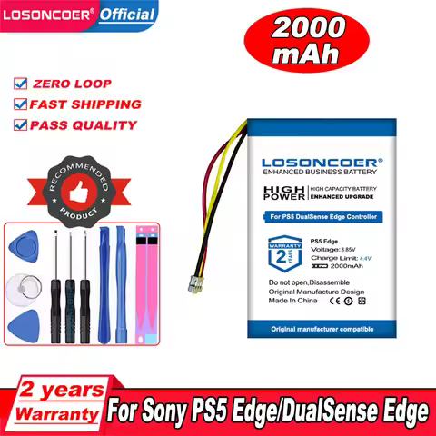 LOSONCOER 2000mAh Battery For Sony PS5 Edge Controller, For DualSense Edge Game Controller Polymer