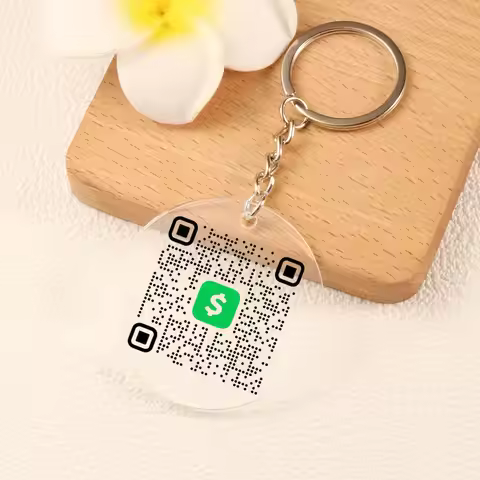 Custom Scannable QR Code Social Media Website Cash Key Chain Acrylic Scannable Keychain Personalized