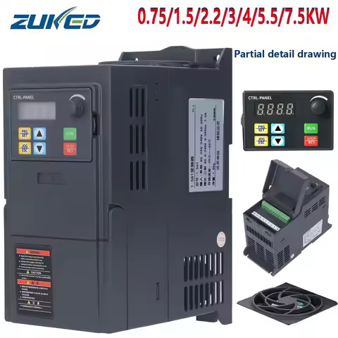 VFD Inverter VFD 0.75KW1.5KW2.2KW Frequency Inverter 1P 3P 220V 380V Output Frequency Converter Vari