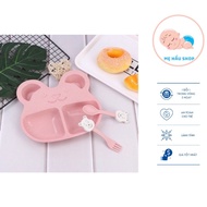Weaning Bowl [FS] Eco-Friendly Bear-shaped Barley 2-in-1 Weaning Tray with Spoon - Mother Water Shop
