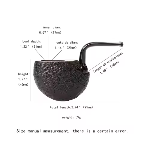 Briar Wood Tobacco Pipe Portable Pocket Smoking Pipes 3mm Filter Smoke Freestyle Black Frosted Gift 