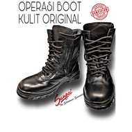 KASUT OPERASI KULTI LEMBU (TACTICAL BOOTS FULL LEATHER ) 9INCHE SIAP JAHIT TAPAK