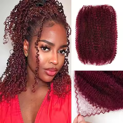 Afro Kinky Bulk Human Hair Braids 50g Burgundy Afro Kinky Curly Bulk Human Braiding Hair Bulks Dread