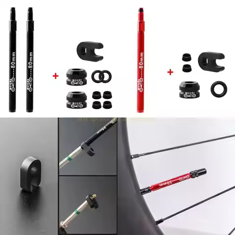 31BE 50/ 80mm Presta for Valve Extension Aluminum Alloy Rubber and Plastic,Black Gold Red Silver