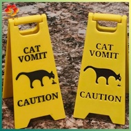 [hzsdakjjh.] Fashion Funny Cat Vomit Sign Bright Yellow Gift Warning Sign Cat Vomit Sign for Cat Lov