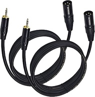 Amangny 2 Pack 3.5mm to XLR Cable 1/8 Inch Male to XLR Male Microphone Audio Cable Black 6 Feet