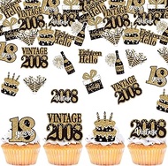 Pack of 63 Edible 18th Birthday Cake Decorations Waffle Paper Vintage 2008 Cupcake Toppers Edible 18