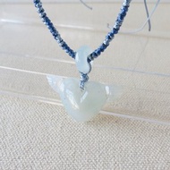 純銀【比翼雙飛】冰灑烏雞愛心翡翠絲光編織項鍊*SA31*招財、開運