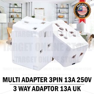SUM Multi Adapter 3 Way Adaptor 13A Socket Plug 3 Pin Travel/Soket Adapter