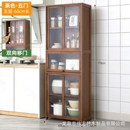 楠竹餐邊櫃 靠牆一體廚房收納儲物櫃子 置物架酒櫃 茶水邊櫃 櫥櫃 餐櫃（平行進口）（快遞送貨上門）
