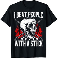 I Beat People With A Stick Funny Pool Player 8 Ball Billiard T-Shirt