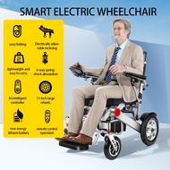 Electric Wheelchair for Adults，Intelligent Power Wheelchairs Lightweight Foldable All Terrain Motorized Wheelchair
