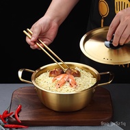 Stainless Steel Korean Instant Noodle Pot Soup Pot with Lid Cooking Noodle Pot Gold &amp; Small Seafood Pot Internet Celebri