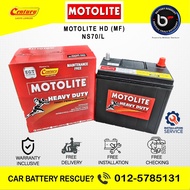 [ Installation Provided ] NS70 | NS70L | 75D26L / R ] Motolite Heavy Duty MF | Car Battery Bateri Ke