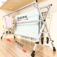 Stainless steel drying rack indoor and outdoor floor-to-ceiling folding drying rack, double pole quilt balcony hanger, X-type clothes rail