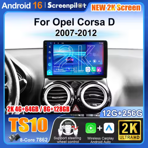 For Opel Corsa D 2007-2012 Wireless CarPlay Android Auto Car Radio Multimedi Player Auto Tools GPS N
