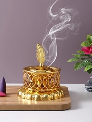 1個創意金屬中空花卉邊框設計香薰爐,流行家居裝飾簡易香爐（不包括香和裝飾品）