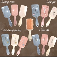 Detangling comb with names in many styles according to customer's wishes, 4 charms, 22cm high x 7cm 