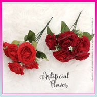 1 PCS - 5 head RED ROSES/6 head PREMIUM ROSE/ARTIFICIAL FLOWER/红玫瑰/仿真花/FS1058/FS1059/BUNGA ROSE HIAS