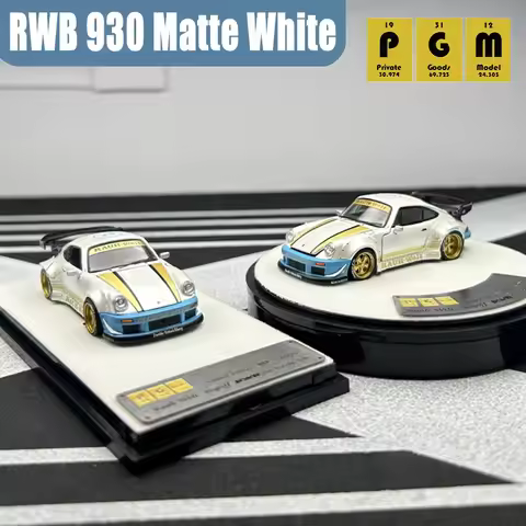 PGM 1/64 RWB 930 Matte White Limited Edition Resin Motor Vehicle Diecast Models Car Toys Collection 