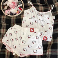 Hello Kitty小吊带睡衣女月子服带胸垫孕妇装夏季短裤家居套装潮