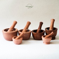 Wooden pestle and mortar set - wooden kitchen pestle and mortar