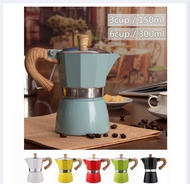 Moka Pot กาต้มกาแฟพกพา หม้อต้มกาแฟ หม้อกาแฟลายไม้ มี 6 สีให้เลือกby TW shop