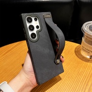 2IN1เคสที่มีสายรัดข้อมือผ้ายีนส์ใหม่สำหรับ Samsung Galaxy S25Ultra S25 S24Ultra S23Ultra สไตล์มินิมอ