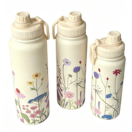 1pc 600ml/20.29oz 800ml/27.05oz 1000ml/33.82oz Spring Flowers Double Wall Stainless Steel Insulated 