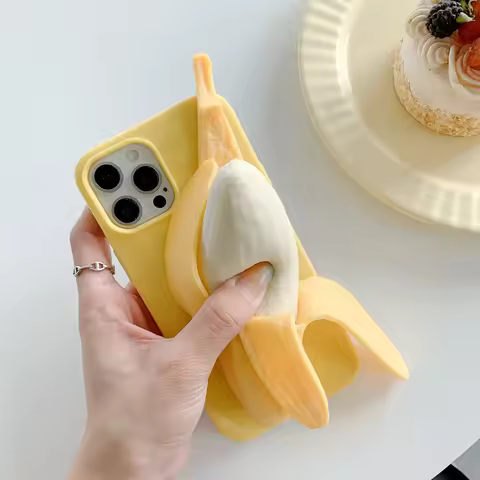 Funny 3D Stress Reliever Peeled Plush banana Phone Case For iPhone 14 11 12 13 Pro X XS Max XR 7 8 6