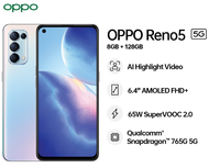 Oppo Reno5 5G Ram8/128gb(สินค้าของแท้มีประกันร้าน)จอ AMOLED 90Hz กล้องหลัง 64MP พร้อมชาร์จไว 65W ส่งฟรี!