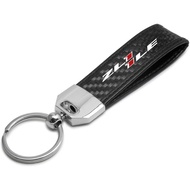 for Chevrolet Camaro ZL1-1LE Real Carbon Fiber Strap with Black Leather Stitching Edge Premium Key C