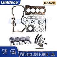 Engine Parts Rebuild Kit Timing Chain Pistons Rings Fit 1.6 L L4 Gas EA111 For VW Jetta Tiguan 11- 1