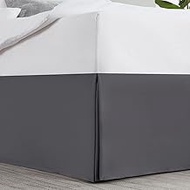 Omnegon 600TC Pleated Bed Skirt for Queen Size Bed, 100% Egyptian Cotton 12” inch Tailored Drop Dust Ruffle, Covers Bed Legs and Frame - Dark Grey