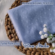 0.5meter Kain Tile Dot Motif Bintik Soft Tulle Premium Bahan Gamis Anak Mewah warna BIRU MUDA