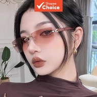 Rimless Rectangle Uv400 Sunglasses for Women & Men Fashion Eyewear Sunglasses for Men