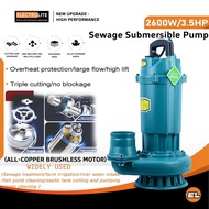 Sewage Water Pump 3.5HP High Lift Submersible Water Pump Sewage Pump 2600W/220V Home Cut Type Water 