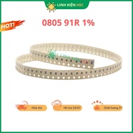 Solder resistor 0805 1/8W 91R 1% guaranteed quality (100c wire)