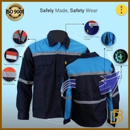 WEARPACK ATASAN KEMEJA SAFETY BAJU SAFETY BIRU PLN KOMBINASI NAVY ATX - BANGUN BERKAH