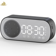 Digital Alarm Clock Bluetooth 5.0 Speaker LED Display Mirror Desk Alarm Clock with FM Radio TF Card Play SHOPSBC0426
