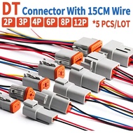 5 Sets Deutsch DT Connector with 15cm Wiring Harness DT06-2S/DT04-2P 2P 3P 4P 6P 8P 12P Waterproof E