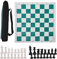Home Office Chess Board Set Magnetic Kids Outdoor Travel Portable with Big Canvas Bag Double Zipper Back Pocket Leather Chess Board